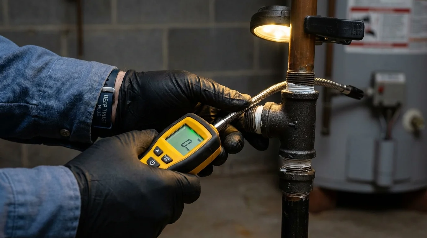 Gas leak detection with electronic sniffer by Johns Plumbing LLC in Clackamas