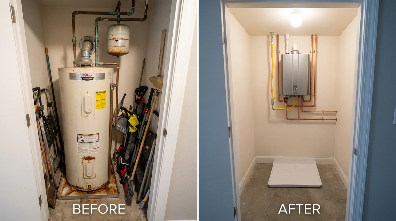 Tank water heater versus wall-mounted tankless unit comparison for Clackamas, OR homeowners