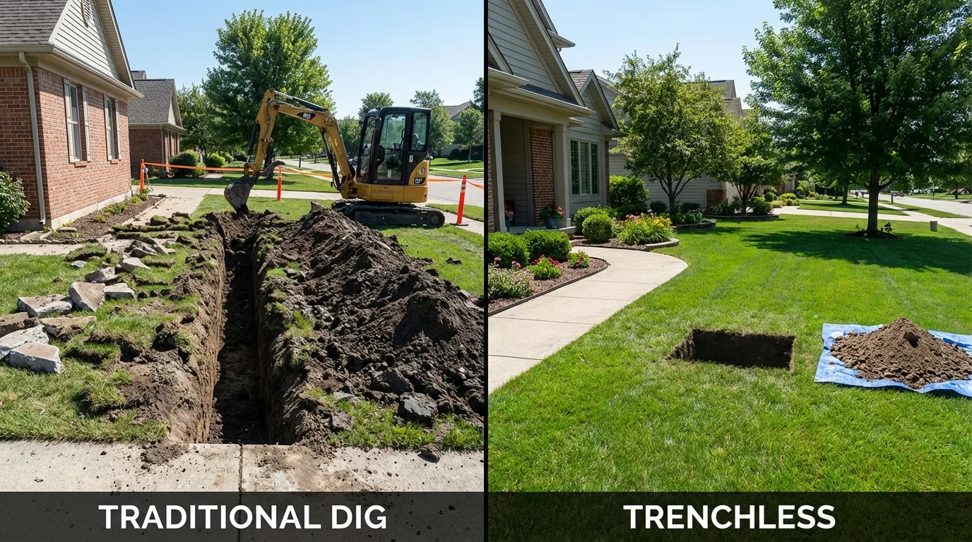 Trenchless sewer repair with minimal yard damage versus traditional excavation in Clackamas, OR